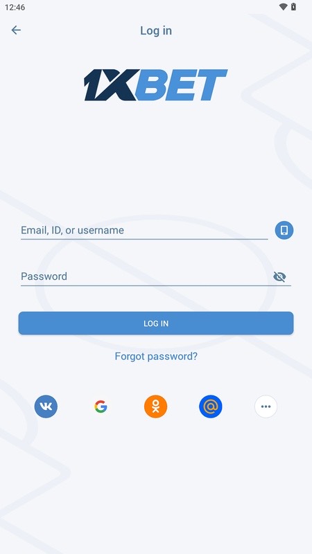 Écran d'accueil de l'application après connexion